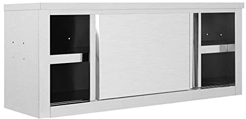 Tidyard Wandhängeschrank mit Schiebetüren Hängeschrank Wandschrank Küchenschrank Oberschrank Küche Edelstahl 120×40×50 cm