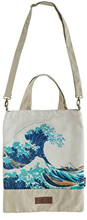 Grupo Erik Tote Bag Hokusai Die große Welle vor Kanagawa Baumwolltasche Bedruckt - Stofftasche Damen und Herren - Jutebeutel 34 x 1 x 42 cm Einkaufstasche