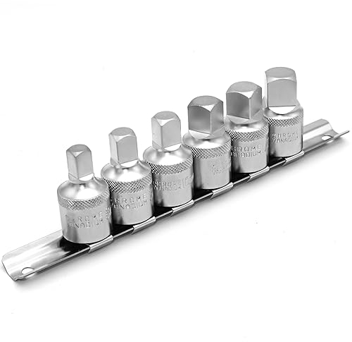 DAKCOS Oil Drain Plug Key Set, 1/2 Drive, 6 PCS Oil Service Socket Set Metric 8mm/10mm/12mm/14mm,3/8 1/2,CR-V