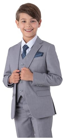 SANDER STELLAN Festlicher Kinder Anzug Jungen Hochzeit Anzug Kommunionanzug 6-teilig hellgrau 164