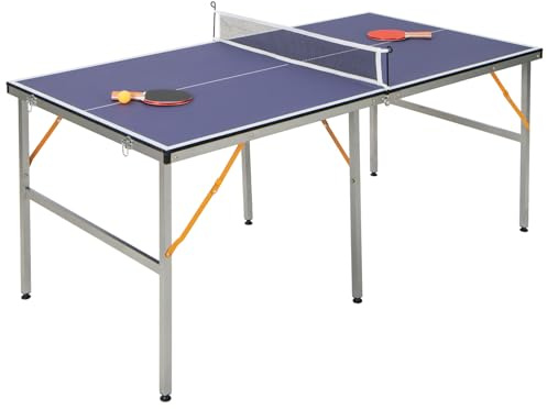 GOPLUS Table de Ping-Pong Pliable, Table avec 1 Filet, 2 Raquettes, 3 Balles, Poignée Portable, Table de Ping-Pong pour Intérieur et Extérieur pour Enfants/Adultes, 166x83x69 cm, Bleu