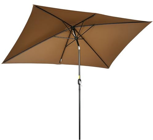 Outsunny Sombrilla de Terraza Exterior, 200x300 cm, Parasol de Terraza Exterior con Ángulo Ajustable, Manivela, Mástil de Aluminio Desmontable y Anti-UV, Sombrilla para Jardín, Patio, Café