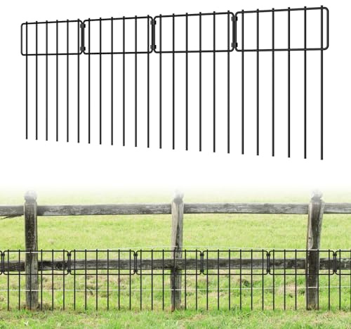 LIANTRAL Recinzione da giardino, confezione da 19 pezzi, barriera per animali, pannelli di recinzione in metallo antiruggine, senza scavare, recinzione per patio, recinzione per animali, per cani