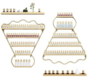 UPJAKS 4pcs Rack en Vernis à Ongles en métal pour Salon de Manche Mural étagères de Vernis à Ongles Organisateurs et Stockage à 5 maquillages