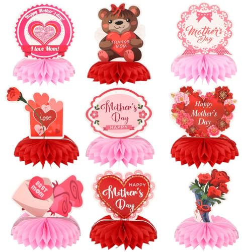Decorazioni per feste, 9 decorazioni a nido d'ape per la festa della mamma, decorazioni a nido d'ape per la festa della mamma, decorazioni a nido d'ape chic 3D, facili da montare