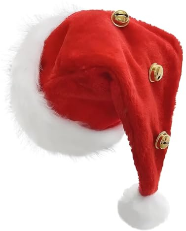 Sionhiuo Cappello di Babbo Natale | decorazione natalizia stagionale con campane | Cappello da costume per le vacanze | Per fotografi pianificatore di eventi, cosplay appassionati, feste in costume