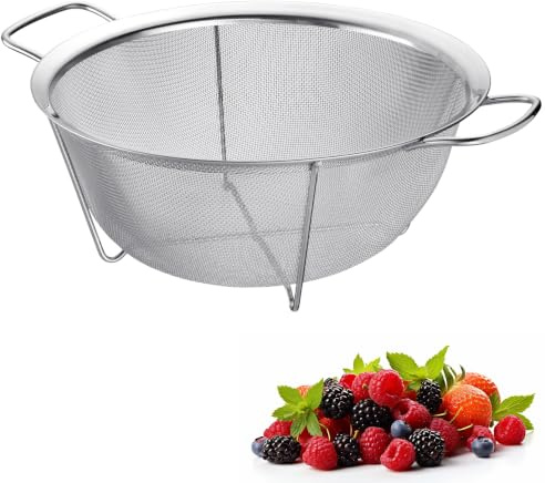 Westmark Colador de pie – colador de malla fina de acero inoxidable con base estable y asas para un agarre seguro y transporte, ala ancha, apto para lavavajillas, diámetro de 25 cm