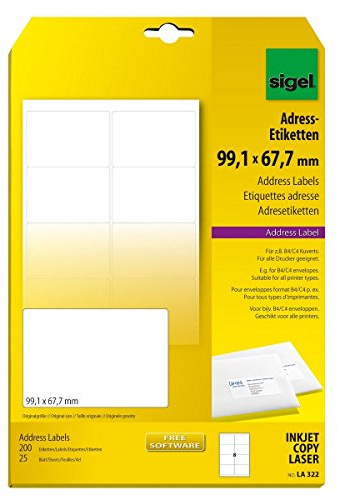 Sigel Adress-Etiketten 99,1x67,7mm weiss Ink/Laser/Copy geeigne
