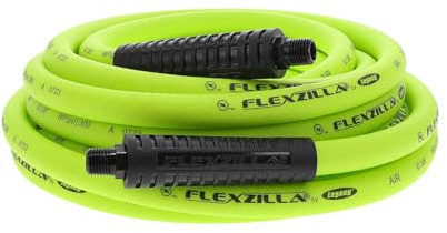 Flexzilla Air Hose, 3/8 in. x 25 ft., 1/4 in. MNPT Fittings, Heavy Duty, Lightweight, Hybrid, ZillaGreen - HFZ3825YW2