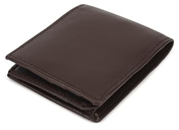 Leatherboss Leather Boys Slim Compact Flap Id Coin Pocket Bifold Wallet with debit credit card holder, Dark Brown
