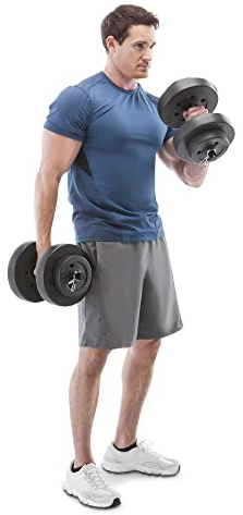 Marcy 40 Pound Vinyl Dumbbell Set with Adjustable Weights for Weightlifting and Bodybuilding, Sold in Pair, 20 lb for Each VB-40