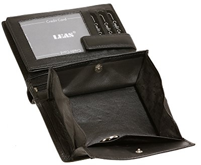 LEAS Wiener Schachtel Geldbörse Portmonee Geldbeutel Portemonnaie Schuettelboerse für Münzen mit Geheimfach und RFID Schutz Block Folie Brieftasche schützt Kreditkarten vor Datendieben Echt-Leder