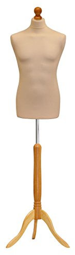 H & H Traders Cream Male Tailors Mannequin Display Bust Dummy FOR Dressmakers Fashion Students With A Light Wood Tripod Base ( UK 40 Chest)