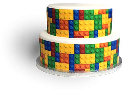 Top That Feuille de décoration comestible colorée avec bordure en brique – Parfait pour décorer de grands gâteaux – Facile à utiliser