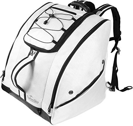 TurboSke Ski Boot Bag - Snowboard Boot Bag for Skiing and Snowboarding Travel Luggage, Store and Transport Helmet Goggles Gloves Clothing and Other Accessories (White)