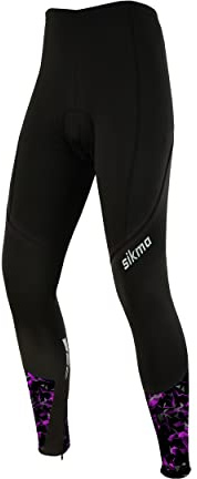 Sikma Women Cycling Tights Padded Trousers Ladies Legging-Black/Purple-L