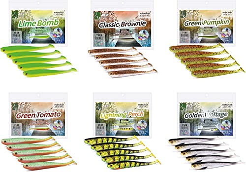 Zite Fishing Gummifische Zander Set – Inzite Shad 12cm Diverse Farben - 5STK Fängige Gummiköder Zanderangeln - Softbait Angelköder UV-Aktiv (6er Farbmix)
