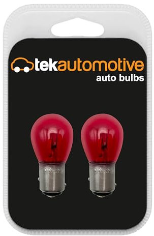 Tek Automotive 380 Bulb Red Brake Light Bulbs, 380R Car Light Bulbs 12V 21/5W BAY15D, Stop and Tail Light Bulbs - Twin Pack