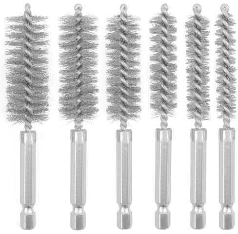 Juego de 6 cepillos de alambre de acero inoxidable, juego de 6 tamaños de cepillo de taladro trenzado de limpieza con vástago hexagonal de 1/4 de pulgada para limpiar tubos, óxido, rodamientos (8, 10,