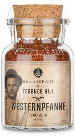 Ankerkraut Terence Hill Edition - Sartén occidental con pimientos ahumados, sal ahumada de nogal y jalapeños ahumados, sartén de 100 g en tarro de corcho