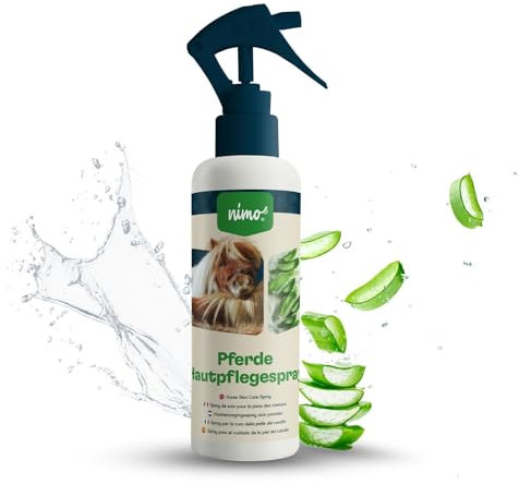 nimo® Espray para el cuidado de la piel para caballos con aloe vera y pantenol, regeneración de la piel en sequedad e inflamación, contra picazón e irritación, para infestaciones de parásitos, ácaros