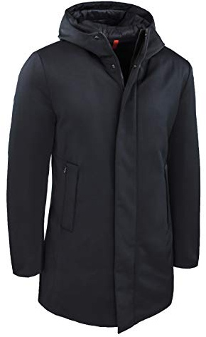Evoga Giubbotto uomo invernale casual giacca lunga piumino Parka (IT, Testo, M, Regular, Regular, Nero Con Bottoni)