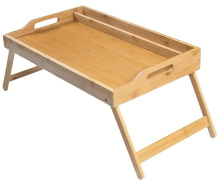 Folpus Vassoio Da Colazione in Legno per Snack con Bordi Rialzati E Gambe Pieghevoli