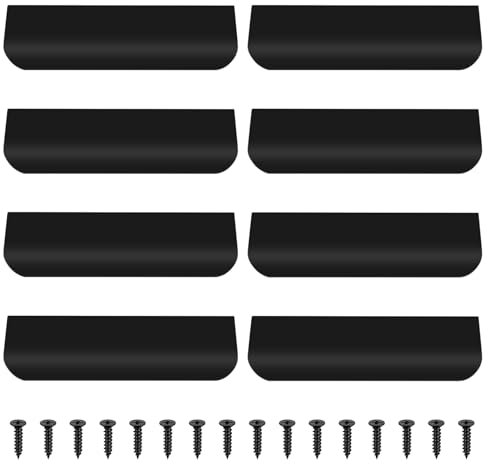 mauuuba 8 Pcs Poignee de Meuble Cuisine, Poignée Meuble Cuisine Aluminium, Poignee Porte Cuisine, Poignées Armoire, Poignet de Porte Cuisine, Poignée pour Armoire, Placards, Commodes - Noir, 80mm