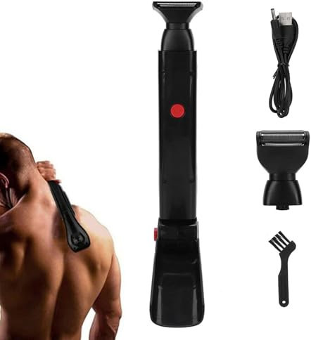 Back Hair Removal and Body Shaver - 180 Degree Angle Adjustable Men's Electric Back Shaver | Foldable Back Hair Trimmer | Electric Hair Removal Groomer with Ergonomic Handle for Men Birthday Gift