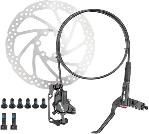 ENGWE MTB Bike Disc Brake Set, Aluminum Alloy Hydraulic Disc Brake for Mountain Bike, Road Bike, Bicycle Brakes levers with Fixing Screws (Left Rear+1PCS 160mm Rotor, Rear1400mm)