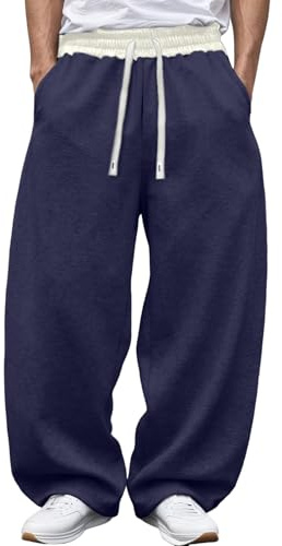 Pantalones de chándal para hombre, pantalones de entrenamiento de pierna ancha, pantalones de deporte con cordón, cintura elástica, pantalones de fitness, deportivos, informales, pantalones de ocio