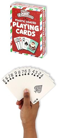 HENBRANDT 1 x Pack of Christmas Plastic Coated Playing Cards - Festive Holiday Design Standard Size 9x6cm - Perfect for Family Game Nights, Parties & Xmas Stocking Fillers