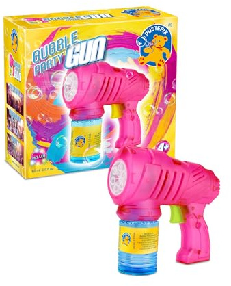 PUSTEFIX Bubble Party Gun I Seifenblasenpistole I 60 ml Flüssigkeit I Für Hochzeit, Kindergeburtstag & Polterabend I Für Kinder & Erwachsene