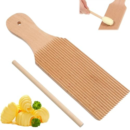 hankousi 1 tabla de madera para pasta, tabla de ñoquis con patrón de ranura y raviolis para pasta casera