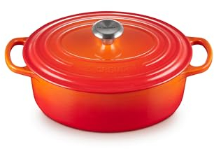 Le Creuset Forno olandese ovale firmato in ghisa smaltata, 2,75 qt., fiamma