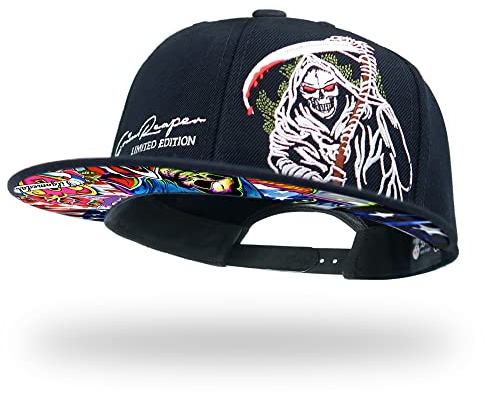 tilgomedal Cappelli Snapback per uomo donna moda triste mietitore teschio papà berretti da baseball, nero, Taglia unica