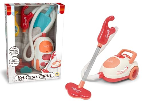 Teorema Giocattoli, Aspirapolvere per Bambini con Luci e Suoni Veri, Tubo Flessibile e Accessori Pulizia, Gioco di Imitazione per Piccoli Aiutanti, Set Casa Pulita