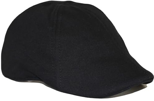 The Original Boston Scally Cap - The Scrapper Newsboy Flat Cap - 6 Panel Cotton Fitted Hat for Men - Black - Small