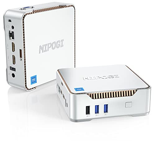 NiPoGi Essenx E2 Mini PC, Ιntel Twin Lake N150(jusqu'à 3,60 GHz), 8 Go DDR4 256 Go M.2 SSD Mini Ordinateur de Bureau pour école/Bureau, Double écran 4K, HDMI, DP, Double WiFi.