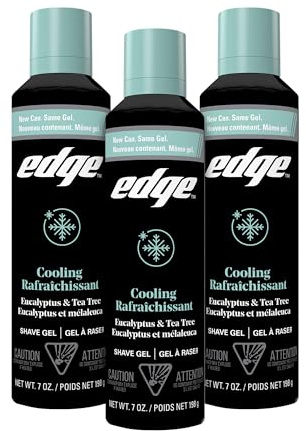 Edge Shave Gel for Men, Cooling Eucalyptus & Tea Tree, 7oz (3 Pack) - Shaving Gel For Men That Moisturizes, Protects and Soothes To Help Reduce Skin Irritation (Packaging May Vary)