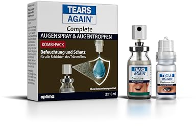 TEARS AGAIN Complete 2x10 ml Augenspray+Augentropfen gegen trockene Augen ohne Konservierungstoffe - Befeuchtung und Schutz für alle Schichten des Tränenfilms