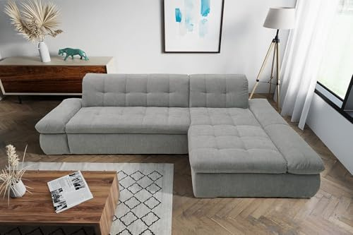 DOMO. collection Divano ad angolo Moric a forma di L, divano ad angolo, divano a forma di L, 300 x 172 x 80 cm (LxPxA), grigio chiaro
