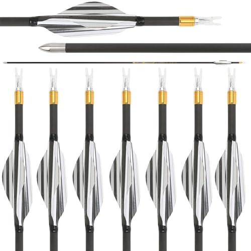AMEYXGS 31 Pfeile für Bogenschießen Carbonpfeile ID 4.2mm Jagdpfeile 700 800 900 1000 Spine Bogenpfeile für Recurvebogen Compoundbogen 6/12x