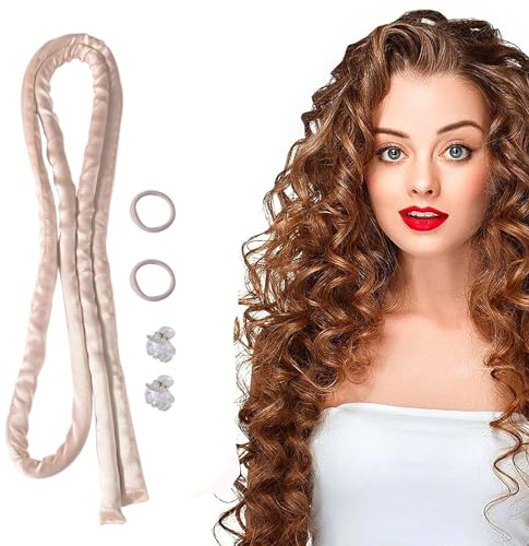 Ruzister Heizloses kleines Lockenstangen Stangen Stirnband, keine Hitze Locken zum Schlafen, kein hitzes dünnes Locken Stirnband für langes Haar und kurzes Haar Beige