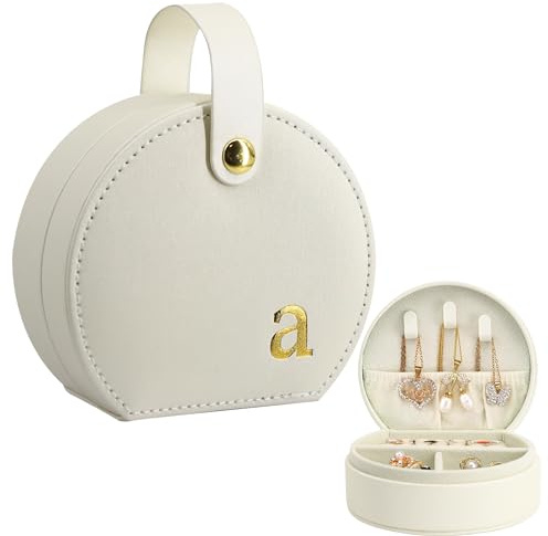 COLLECTIVE HOME Small Travel Jewelry Case for Women, Detachable Handle(a)