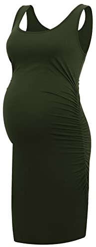 Smallshow Women's Maternity Dress Sleeveless Ruched Pregnancy Clothes Summer