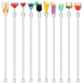 10 StüCk Cocktail Sticks,23CM Cocktail Rührer,RüHrstäBchen Personalisiert Acryl,Cocktail-Rührer-Stick,Bunte Dekorative Cocktail Stirrer, FüR Partys, Bars, CaféS, Restaurants