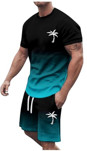 Sports Suit Men's Tracksuit Summer T-Shirt Shorts Set Jogging Suit Short Sleeve Leisure Suit 2-Piece Outfit Oversized Sports Clothing Two Piece Hip Hop Streetwear Loungewear Beach Suit