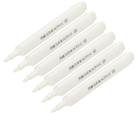 PATIKIL Acrylic Paint Marker Pens, 6Pcs Bold Tip Paint Pen Waterproof Water Based for Rock Painting Wood DIY Craft Glass Ceramic Canvas, White