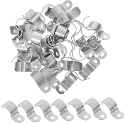 Sewroro 50pezzi Fascette in Ferro Per Tubi Singoli Per Fissaggio Tubi Acqua Ganci Da Parete Staffe Cavo Elettrico Esterno Supporto Recinzione Clip Gestione Cavo Montaggio Tubo Facile